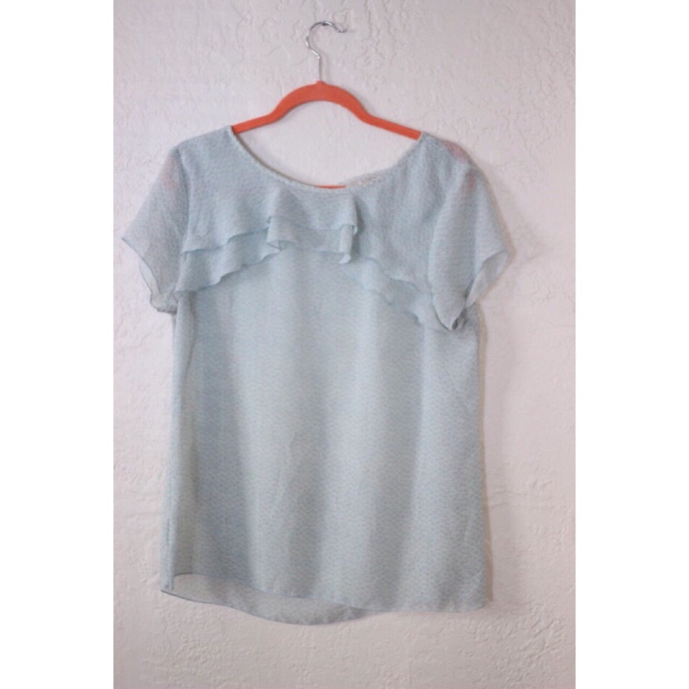 Blue ruffled Loft shirt
